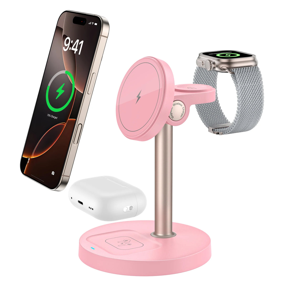 3-in-1 Magnetic Wireless Charging Stand – Phone, Watch & Earbuds