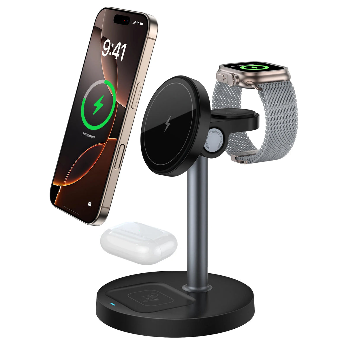 3-in-1 Magnetic Wireless Charging Stand – Phone, Watch & Earbuds