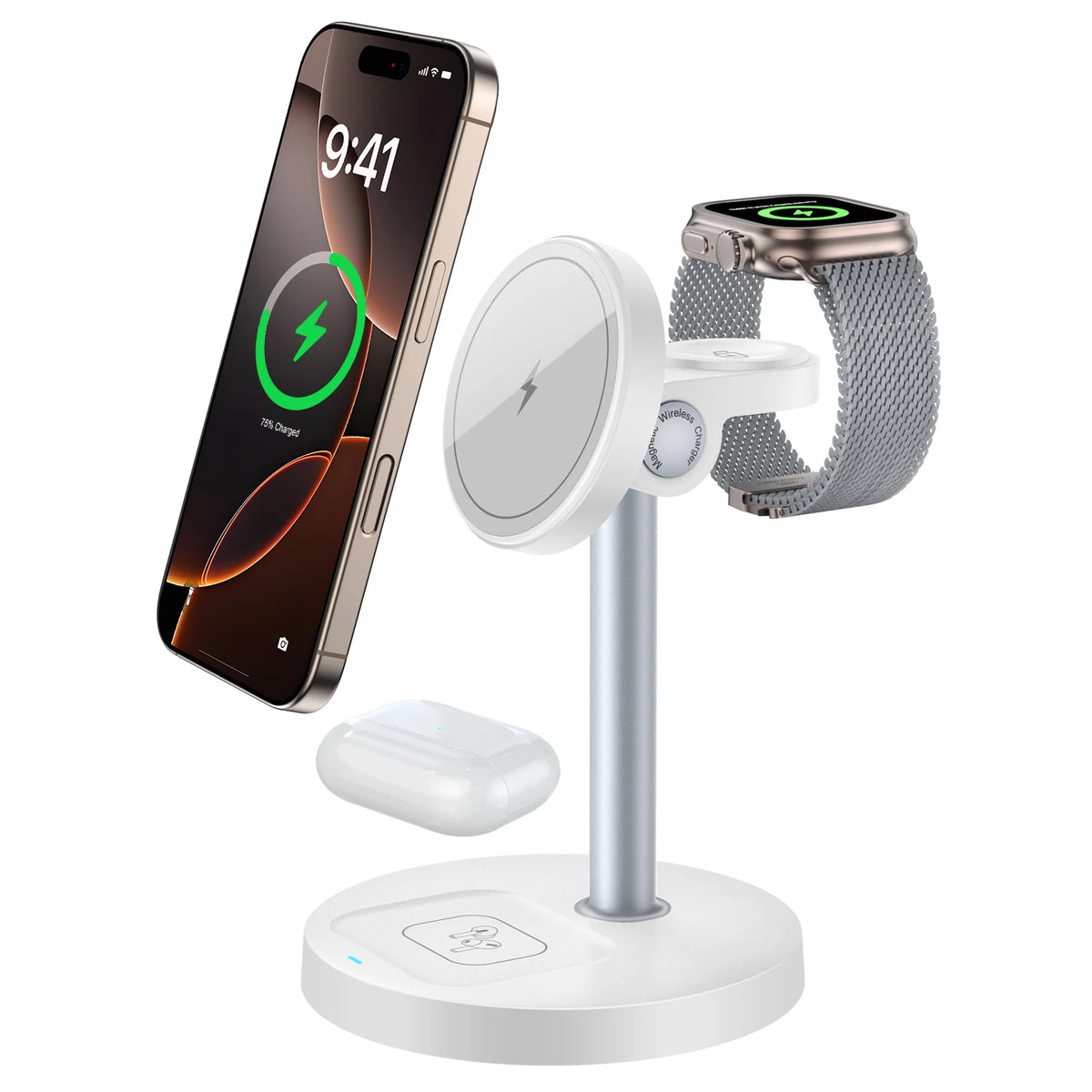 3-in-1 Magnetic Wireless Charging Stand – Phone, Watch & Earbuds