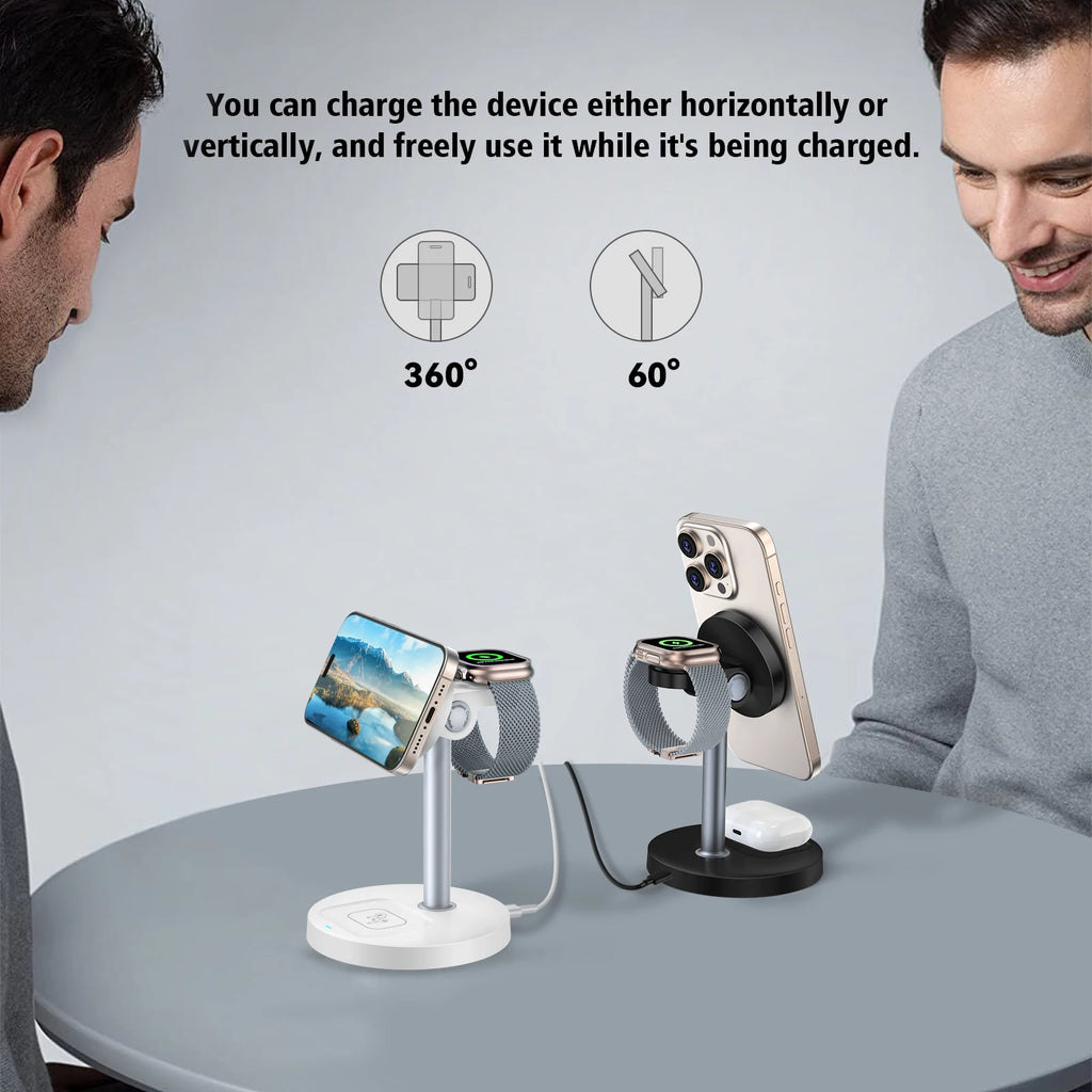 3-in-1 Magnetic Wireless Charging Stand – Phone, Watch & Earbuds