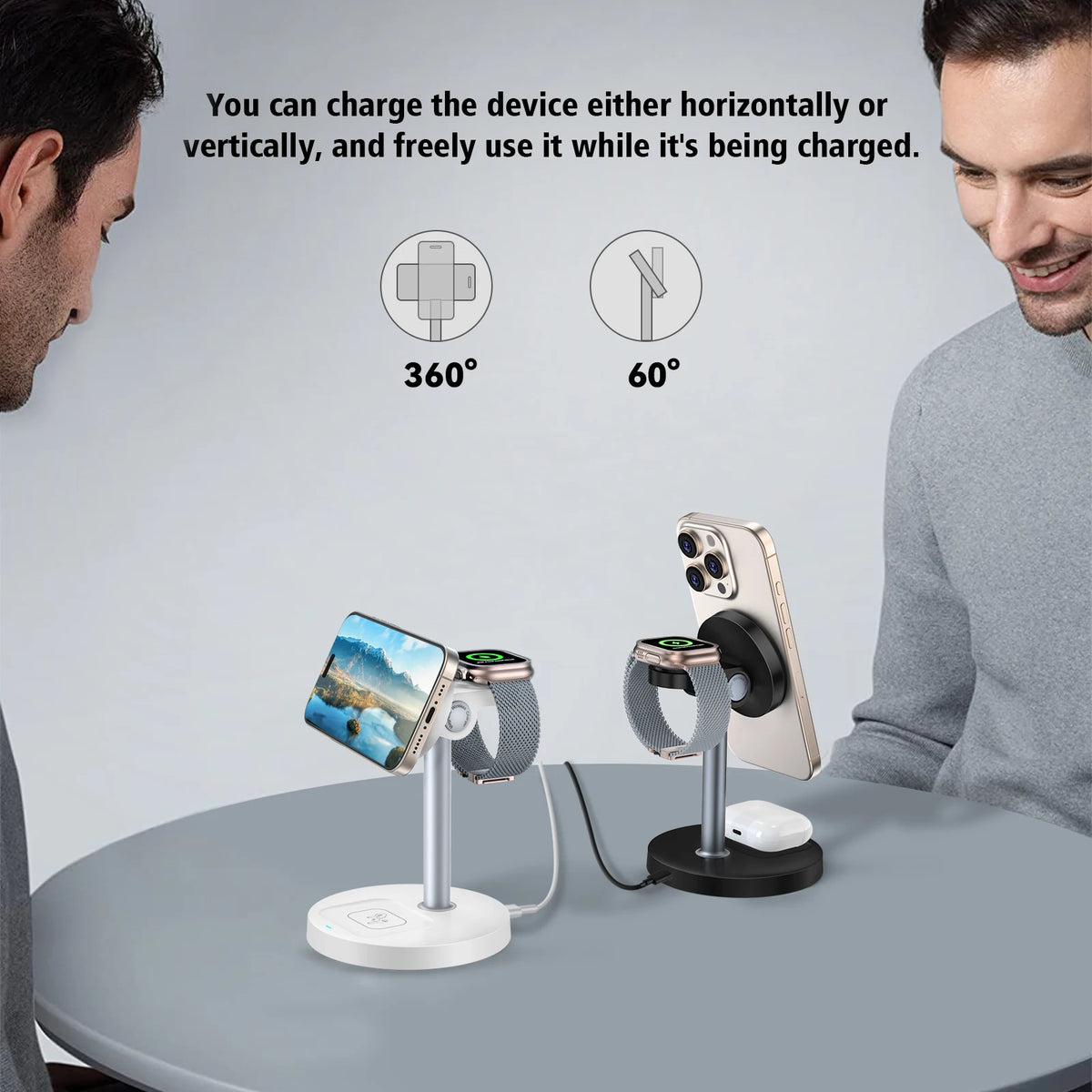 3-in-1 Magnetic Wireless Charging Stand – Phone, Watch & Earbuds