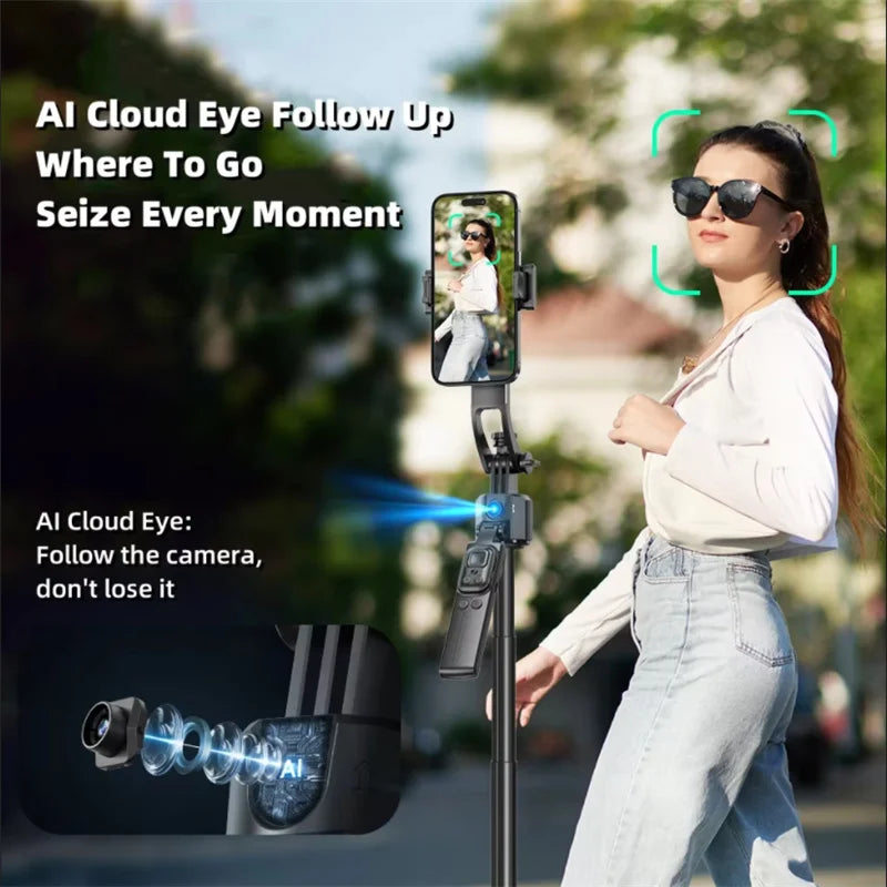 360° Gimbal Stabilizer & Tripod – AI Face Tracking