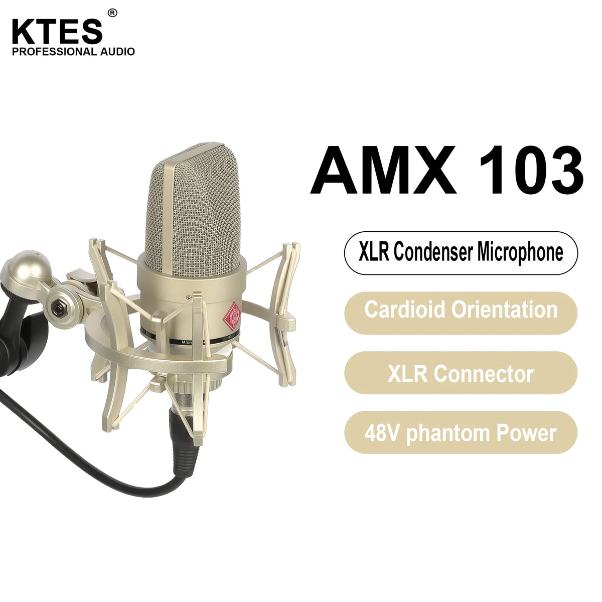 XLR Studio Condenser Microphone – 48V Phantom Power