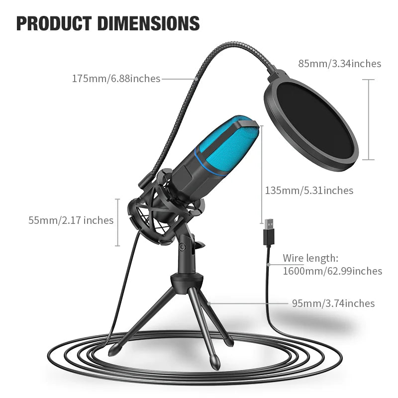 USB Podcast & Streaming Condenser Microphone