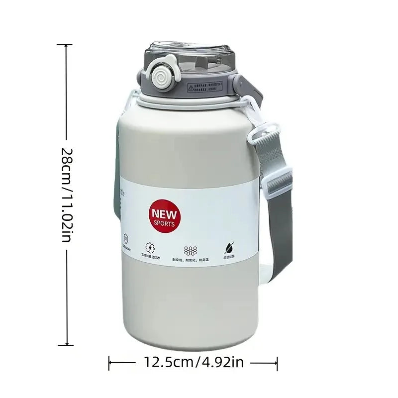 2L Insulated Stainless Steel Tumbler with Handle & Straw