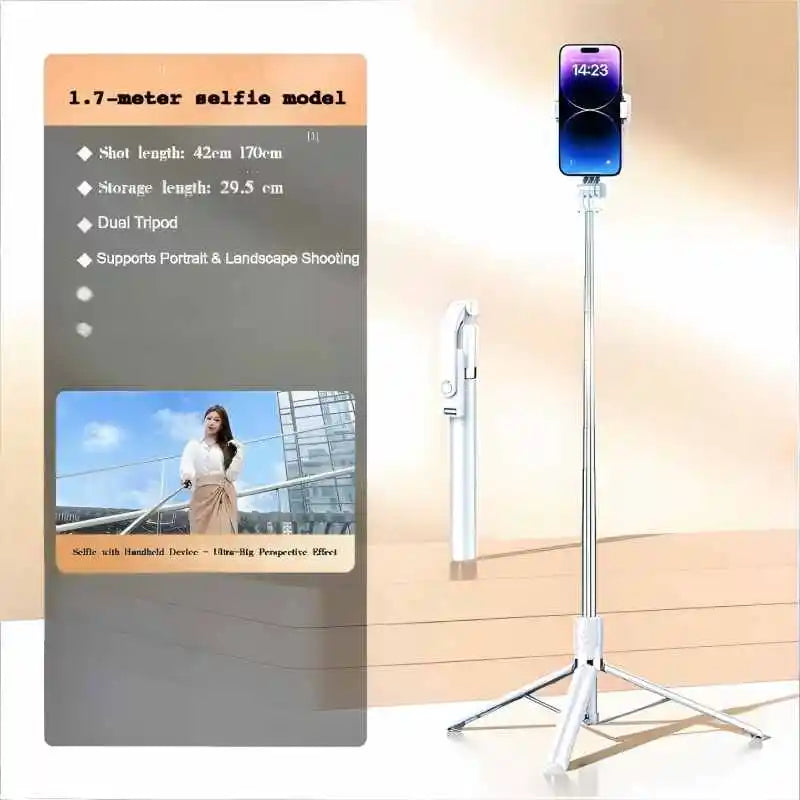 1.7m Wireless Selfie Stick Tripod with Remote