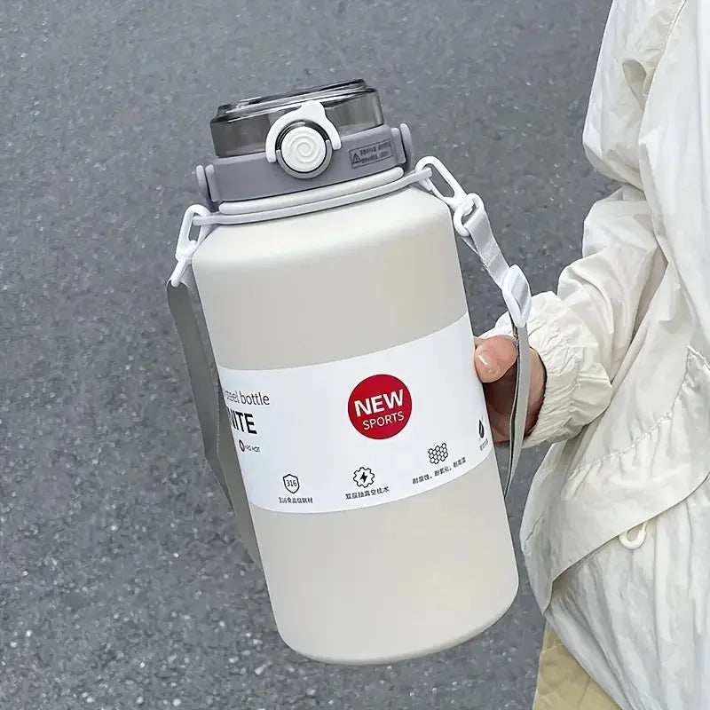 2L Insulated Stainless Steel Tumbler with Handle & Straw