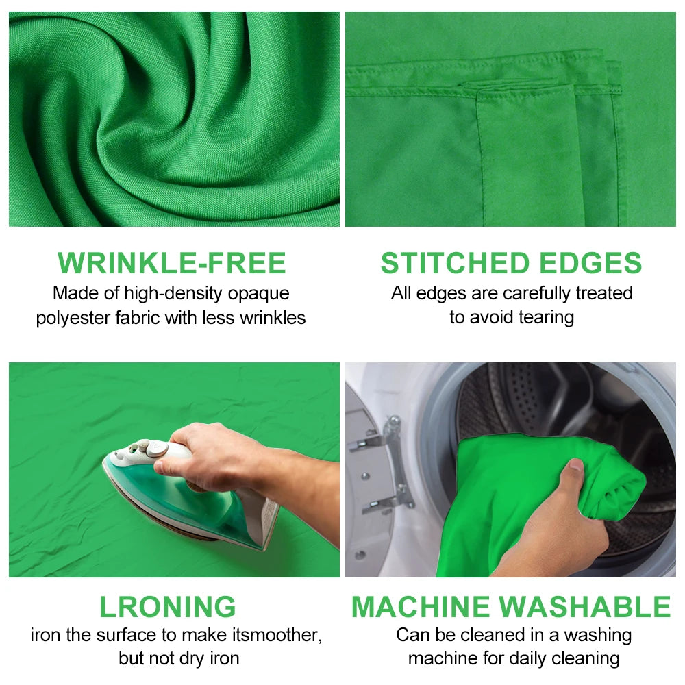 Muslin Photo Backdrop – Green Screen, White, Black, Blue