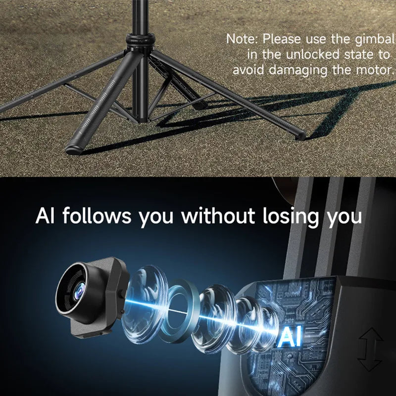 360° Gimbal Stabilizer & Tripod – AI Face Tracking