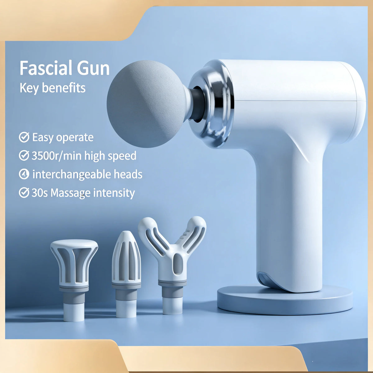Portable Massage Gun – 4 Heads, LED Display