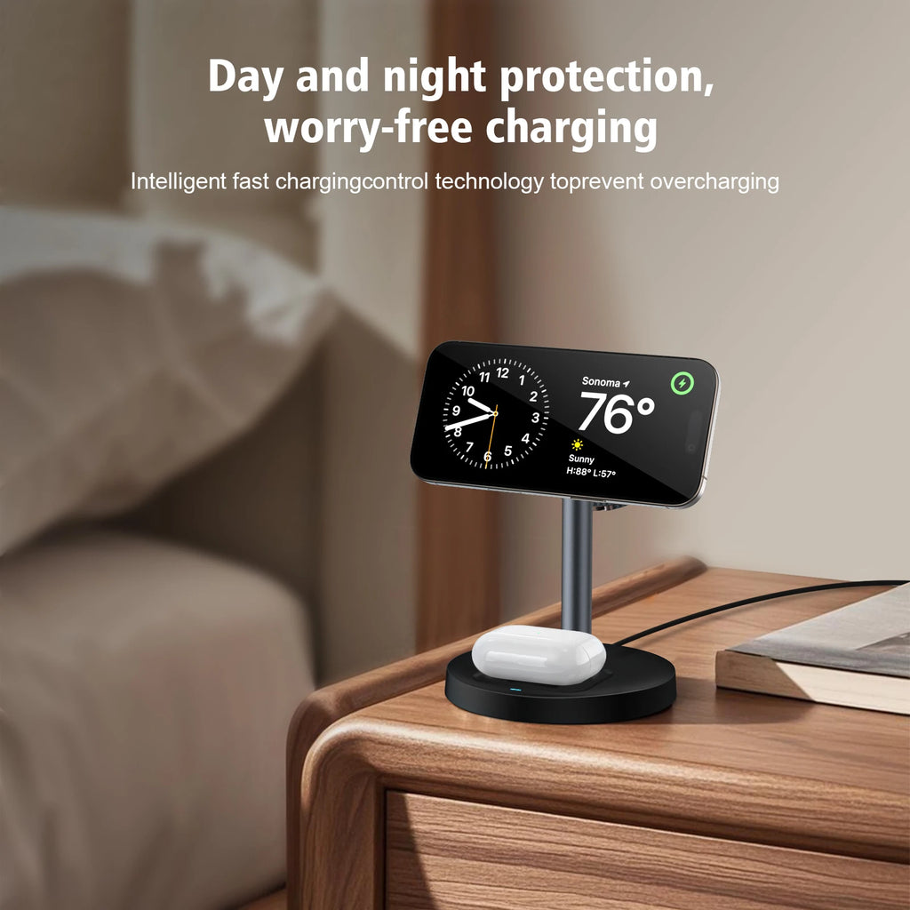 3-in-1 Magnetic Wireless Charging Stand – Phone, Watch & Earbuds