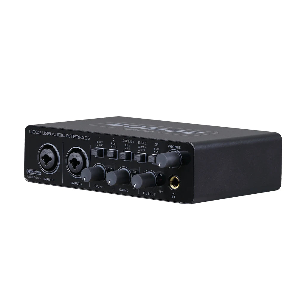BOMGE U202 USB Audio Interface – 2-Channel, 48V Phantom Power
