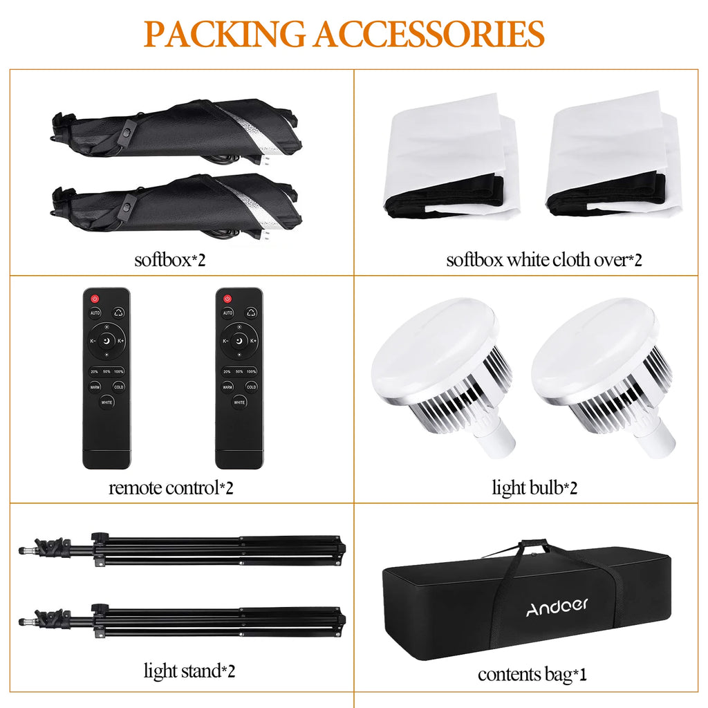 Andoer Softbox Studio Lighting Kit – 85W LED