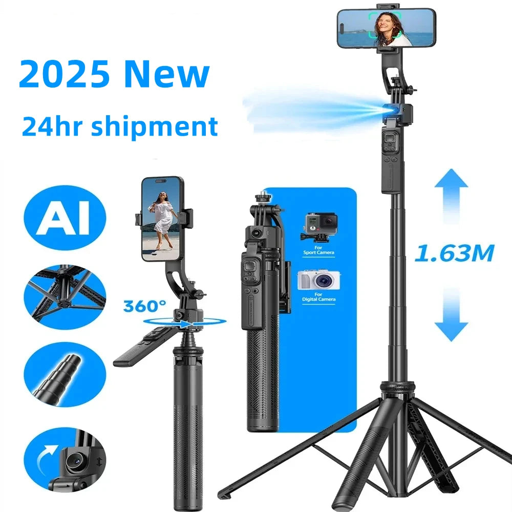 360° Gimbal Stabilizer & Tripod – AI Face Tracking