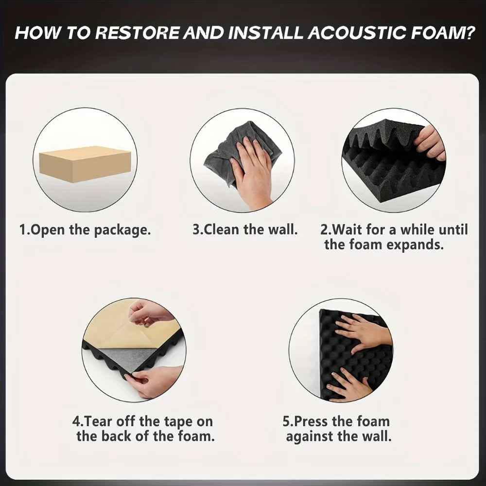 Self-Adhesive Soundproof Studio Foam – 50×100 cm