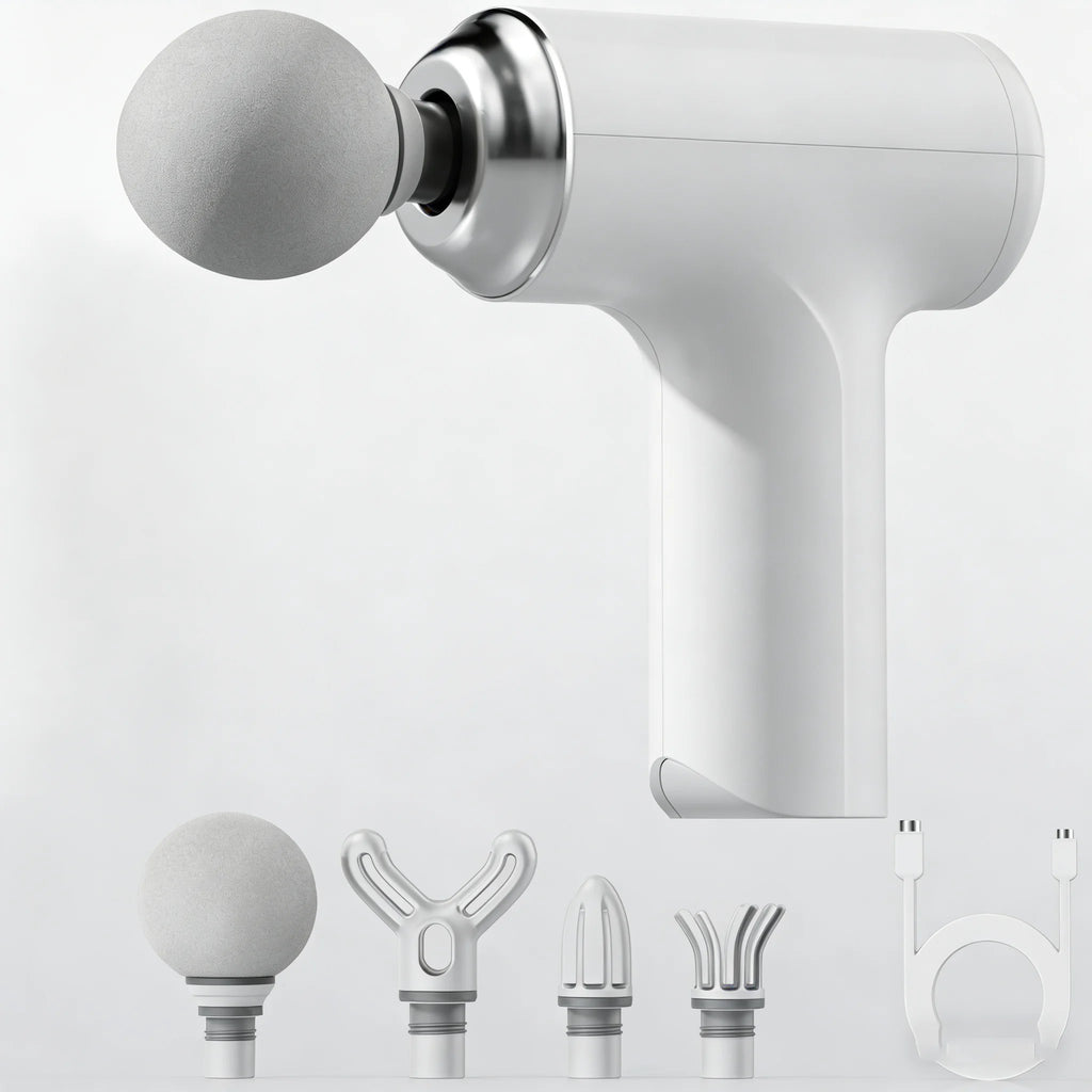 Portable Massage Gun – 4 Heads, LED Display
