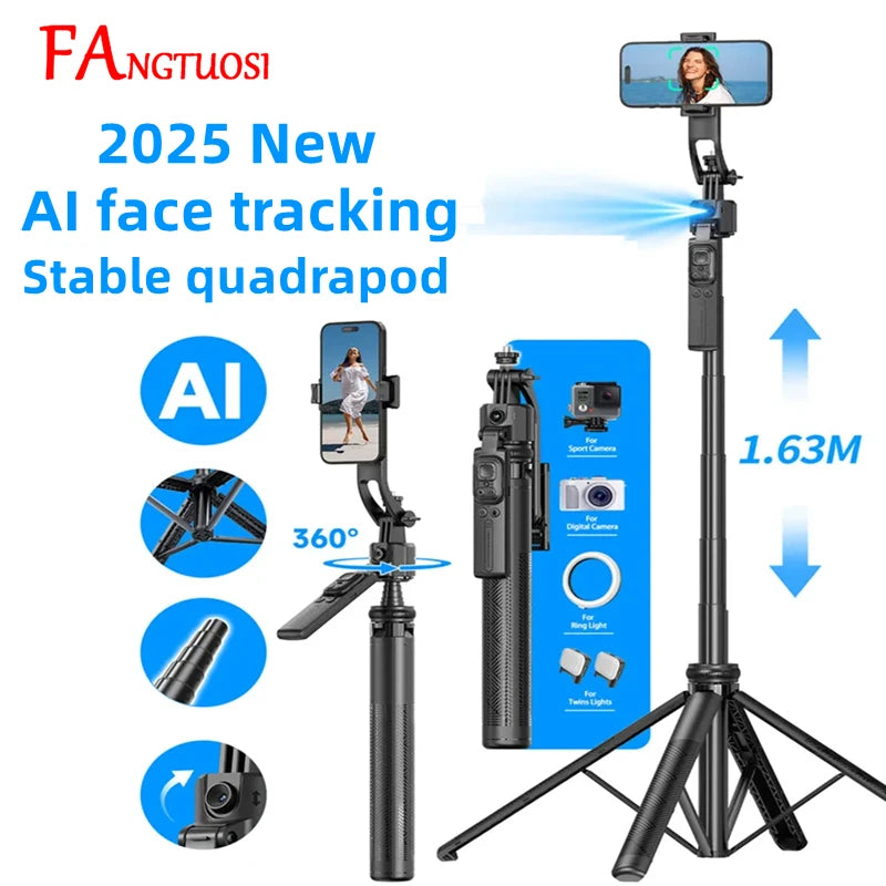 360° Gimbal Stabilizer & Tripod – AI Face Tracking