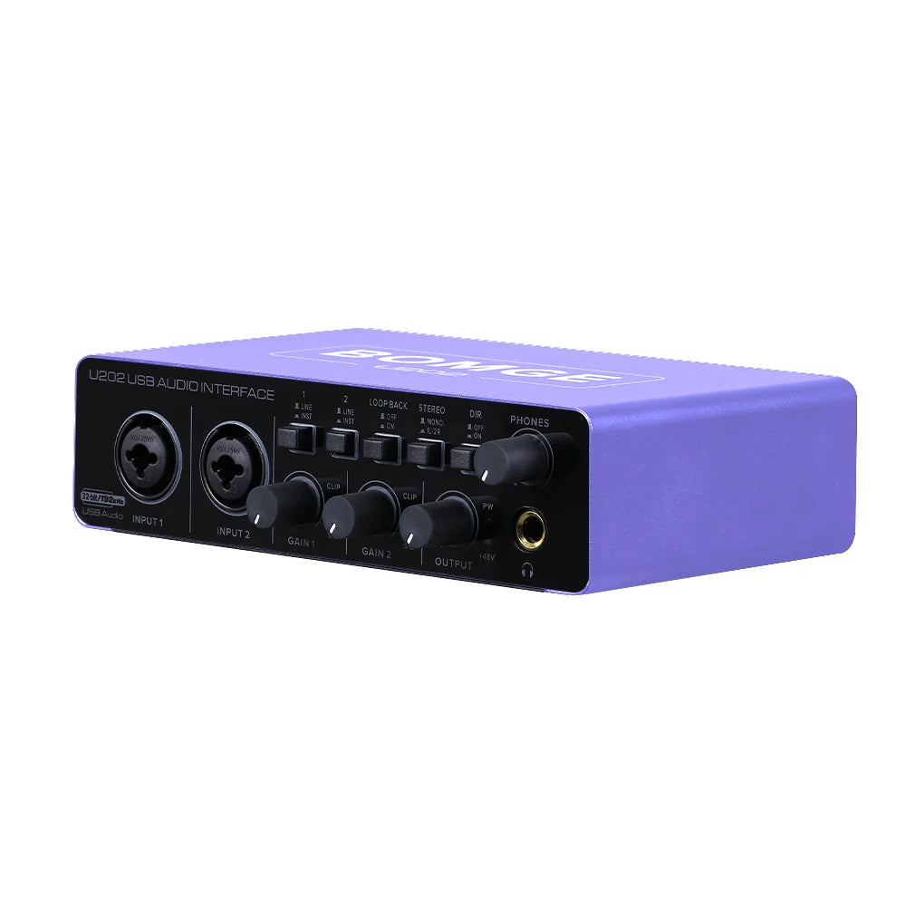 BOMGE U202 USB Audio Interface – 2-Channel, 48V Phantom Power